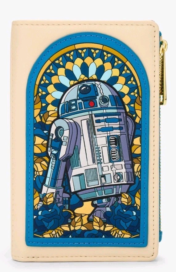 NEW! Loungefly Star Wars R2-D2 Stained Glass Portrait Mini Backpack & WALLET Set