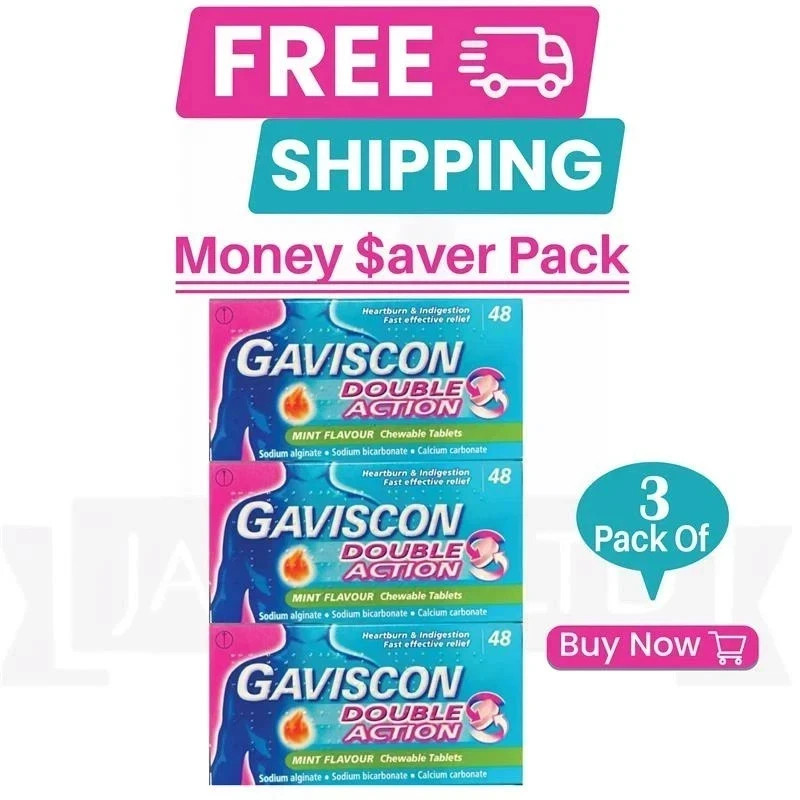 PACK OF 3 - Ga-I$Con Double Action Tablets - (48 Count Each)
