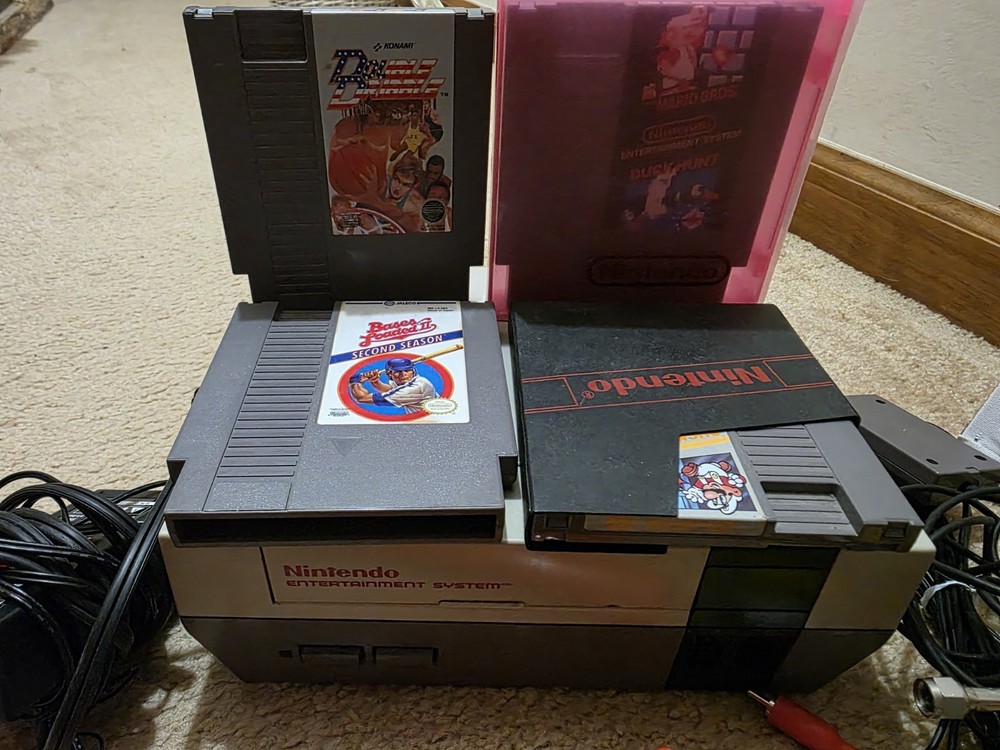 Nintendo Entertainment System Bundle w/ Controllers, Zapper, Super Mario, TMNT