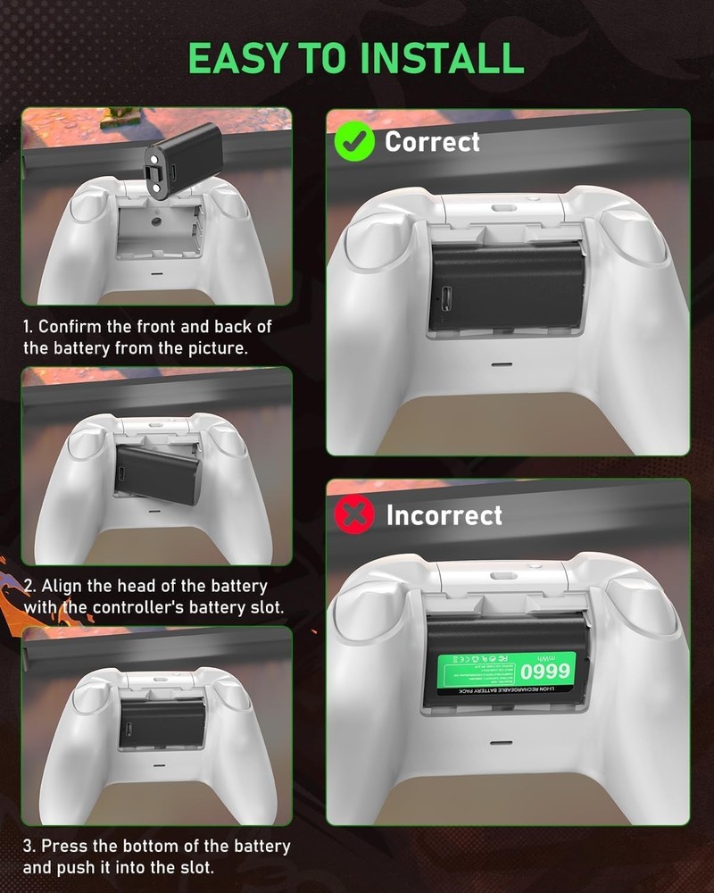 GKHERD Rechargeable Controller Battery Pack for Xbox One/Xbox Series X|S,...