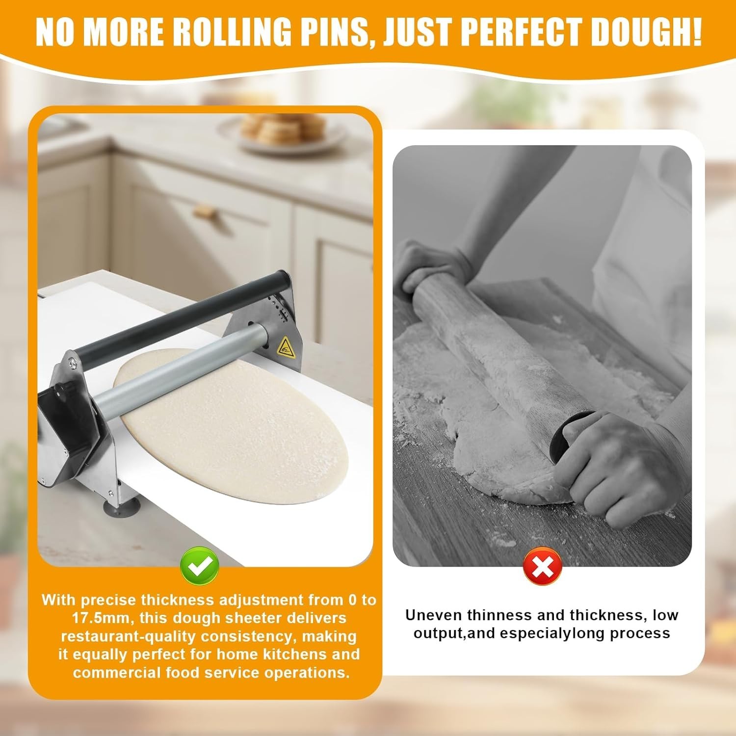 12” Folding Dough Sheeter Machine w/ 2 Rolling Boards Stainless Steel Thickness