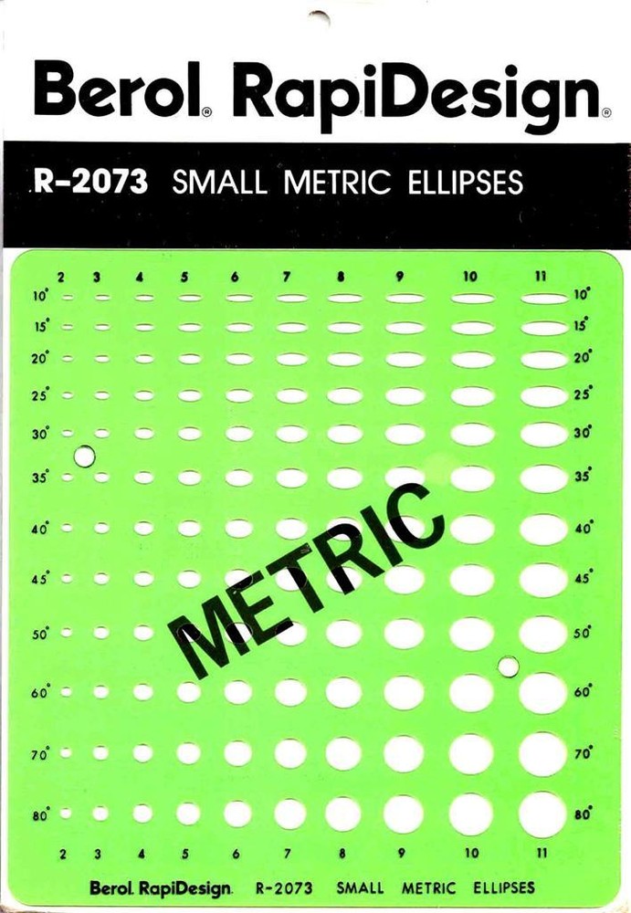 Berol Rapidesign Template - Small Metric Ellipses - R-2073