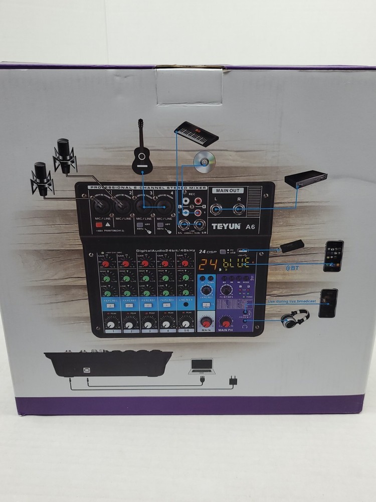 TEYUN A6 Professional 6-Channel Mixing Console w/ Effects Processor (NEW)