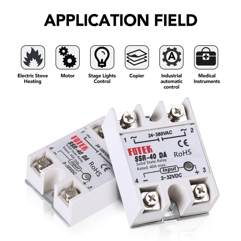 3PCS SSR-40DA Solid State Relay Single Phase Semi-Conductor Relay Input 3-32V...