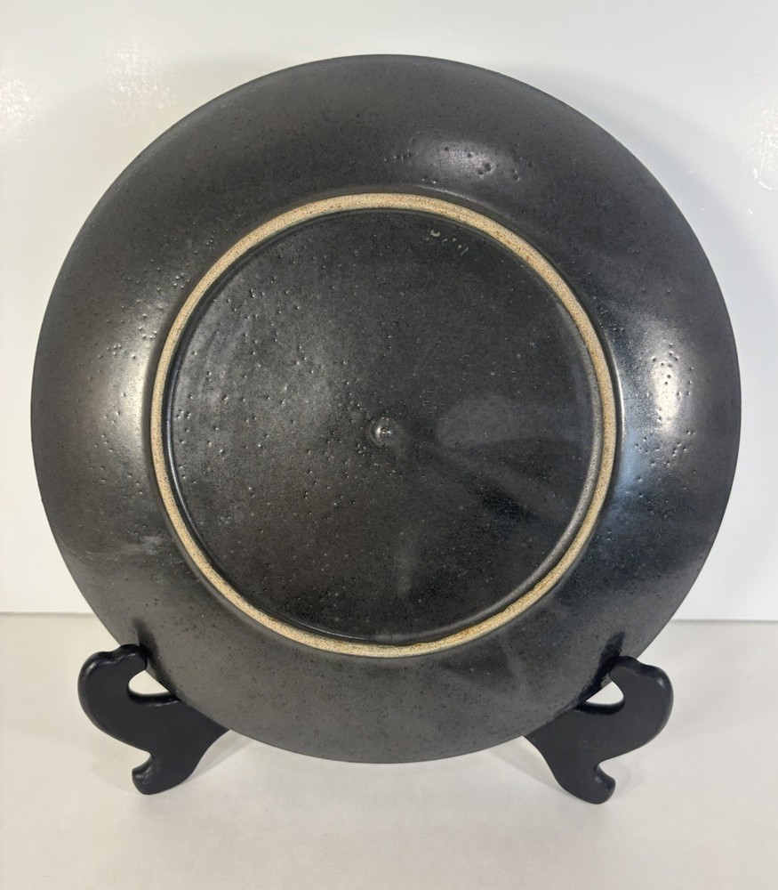 Handmade Ceramic Plate Earthen Colored Spiral Texture SIGNED 11” Diameter