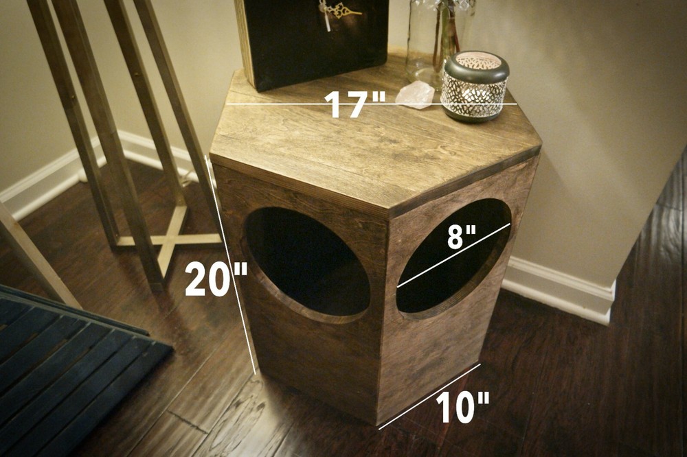 Hexagon-shaped Cat house & Table. Handmade in USA