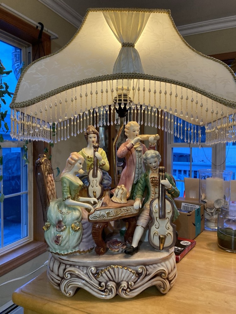 Porcelain Ceramic Figurine Playing Instruments Lamp