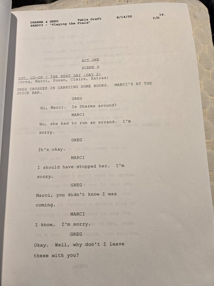 DHARMA & GREG (10/14/2000) "Playing the Field" Table Draft