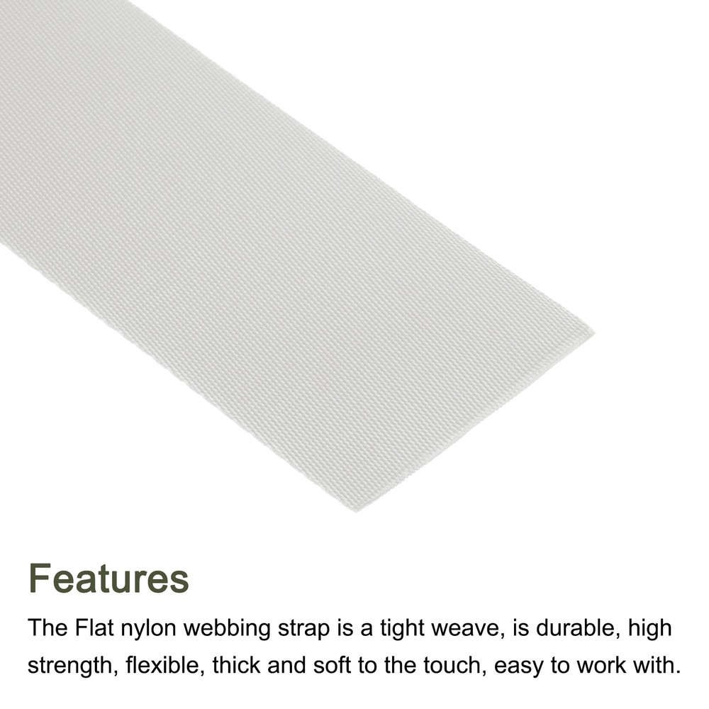 Flat Nylon Webbing Strap 2 Inch 5 Yards Bright Grey for Backpack