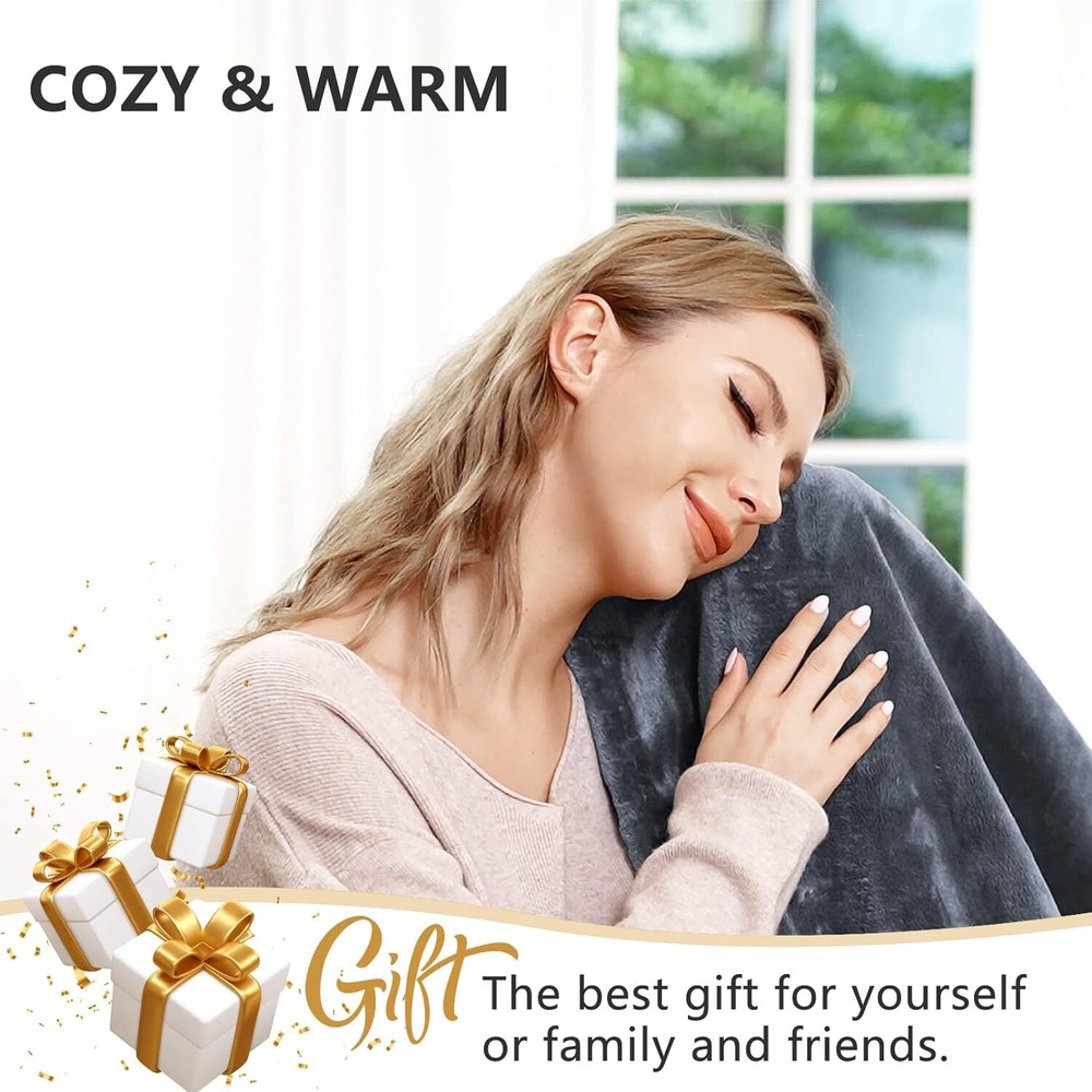10 Level Heating Blanket Fast Electric Heated Throw Humanized Soft Flannel 50x60
