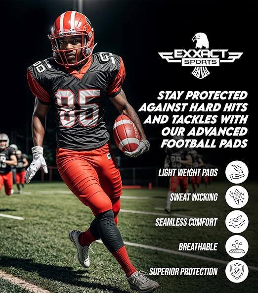 Exxact Sports Padded Football Compression Shirt for Adult Football Rib Protector