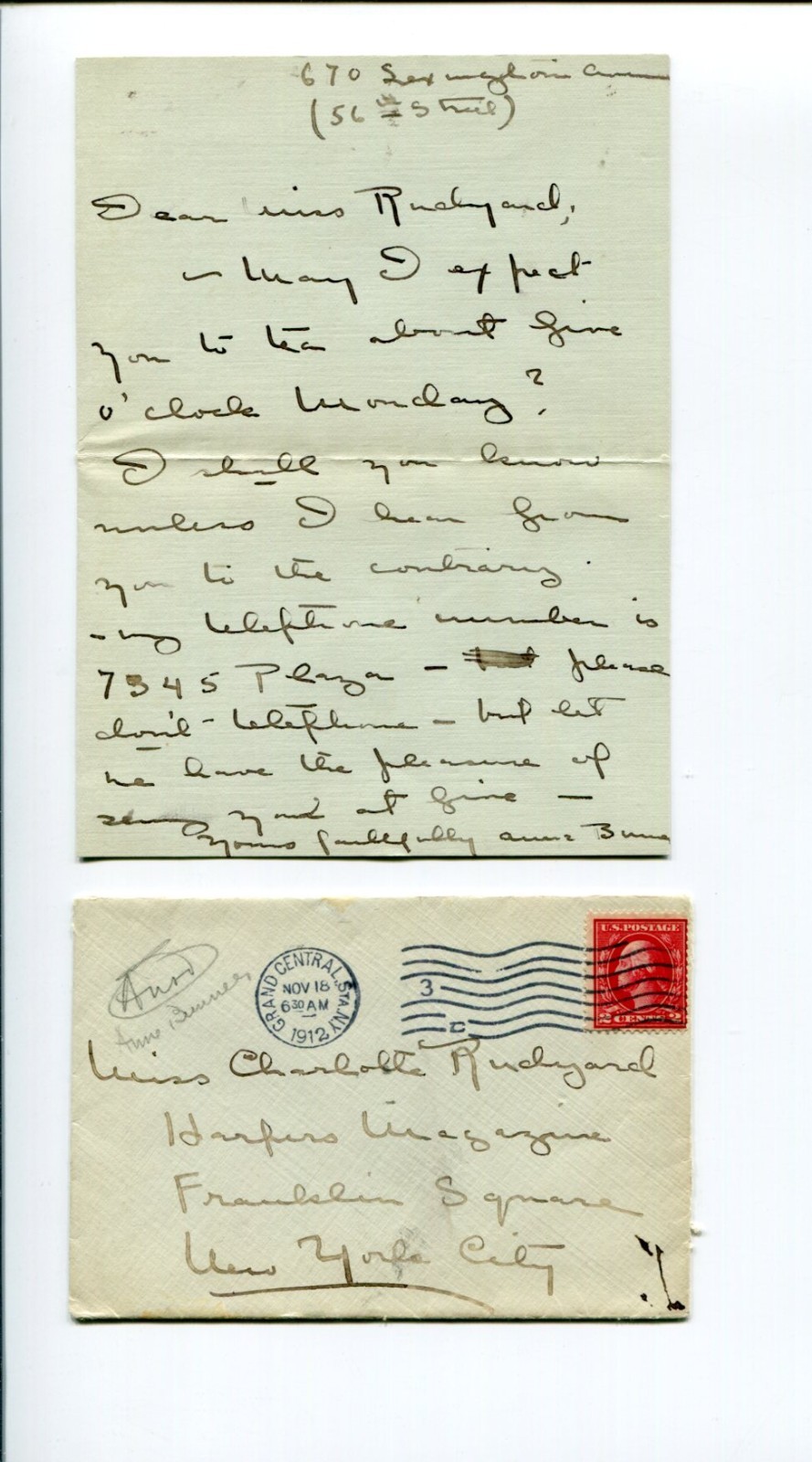 Author HC Bunner Daughter Anne Bunner Signed Autograph Letter