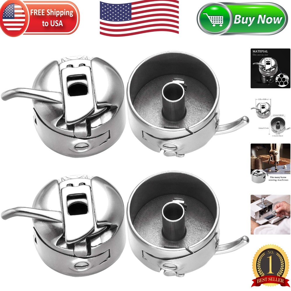 Compatible Stainless Steel Bobbin Case Set - 4 Essentials for Seamless Sewing