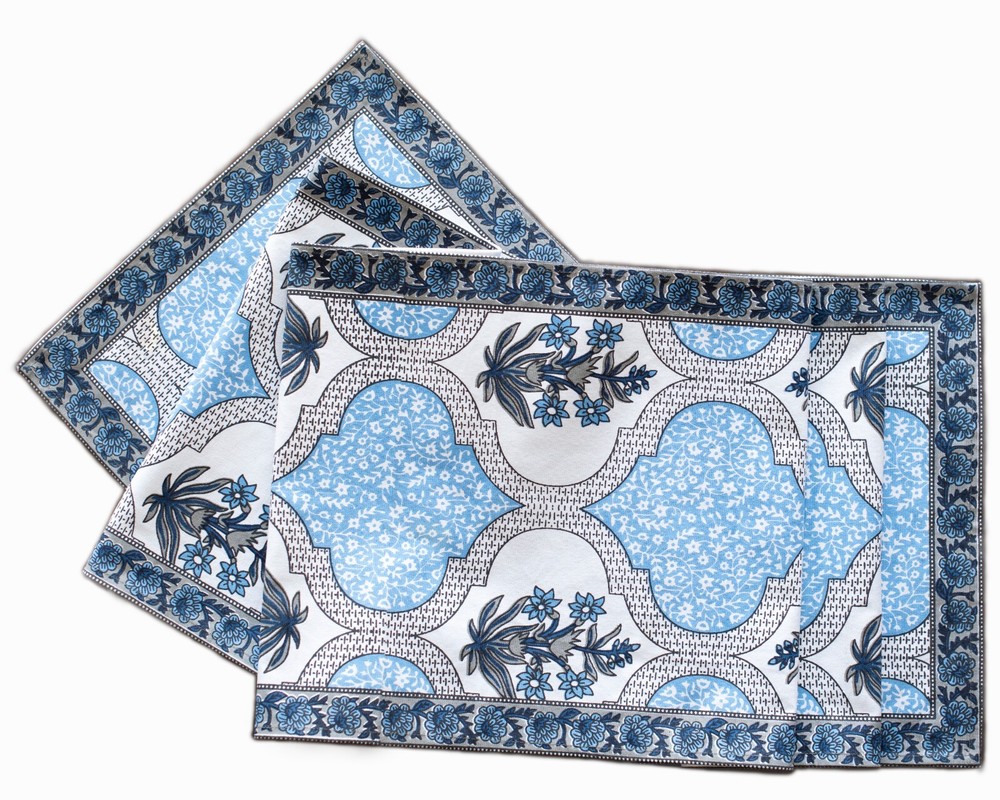 Table Runner with Floral Print - Handmade Authentic Indian Rajasthani Tableware