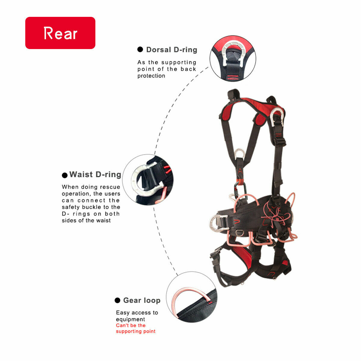 Full Body Harness Tree Climbing Arborist Rescue Falling Protection Equipment-