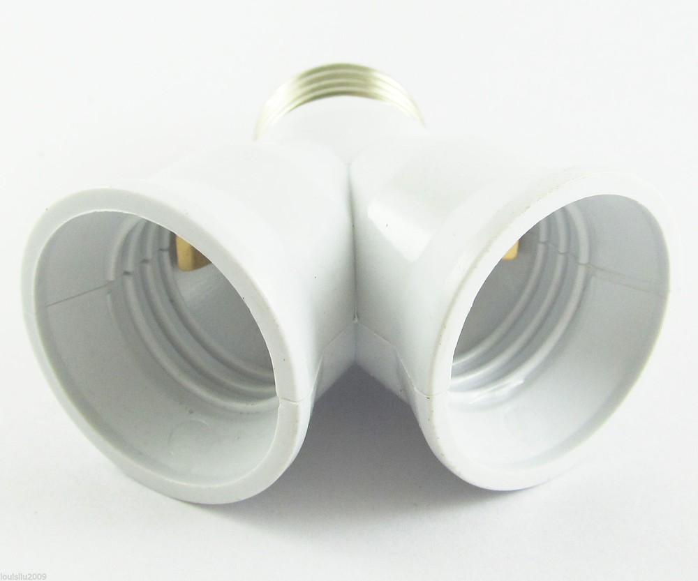 E27 Screw Base Light Lamp Bulb Socket LED Halogen 1 to 2 Split Splitter Adapter