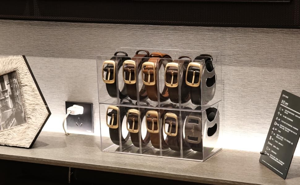 Belt Organizer - Clear Stackable Belt holder for Closet and Drawer Storage - ...