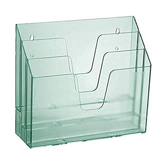 Horizontal Triple File Folder Holder Organizer (Clear Green Color)