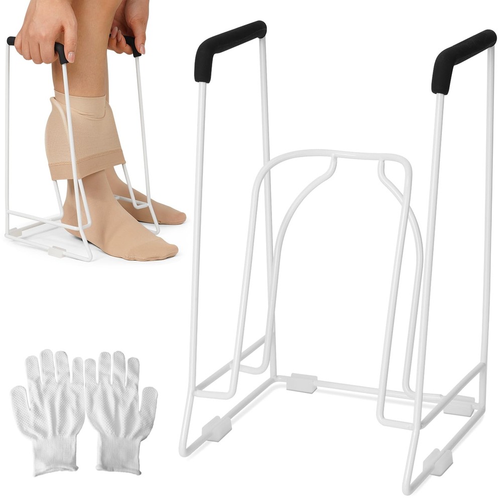 Compression Sock Aid Device – Stocking Donner for Seniors, Medium, White