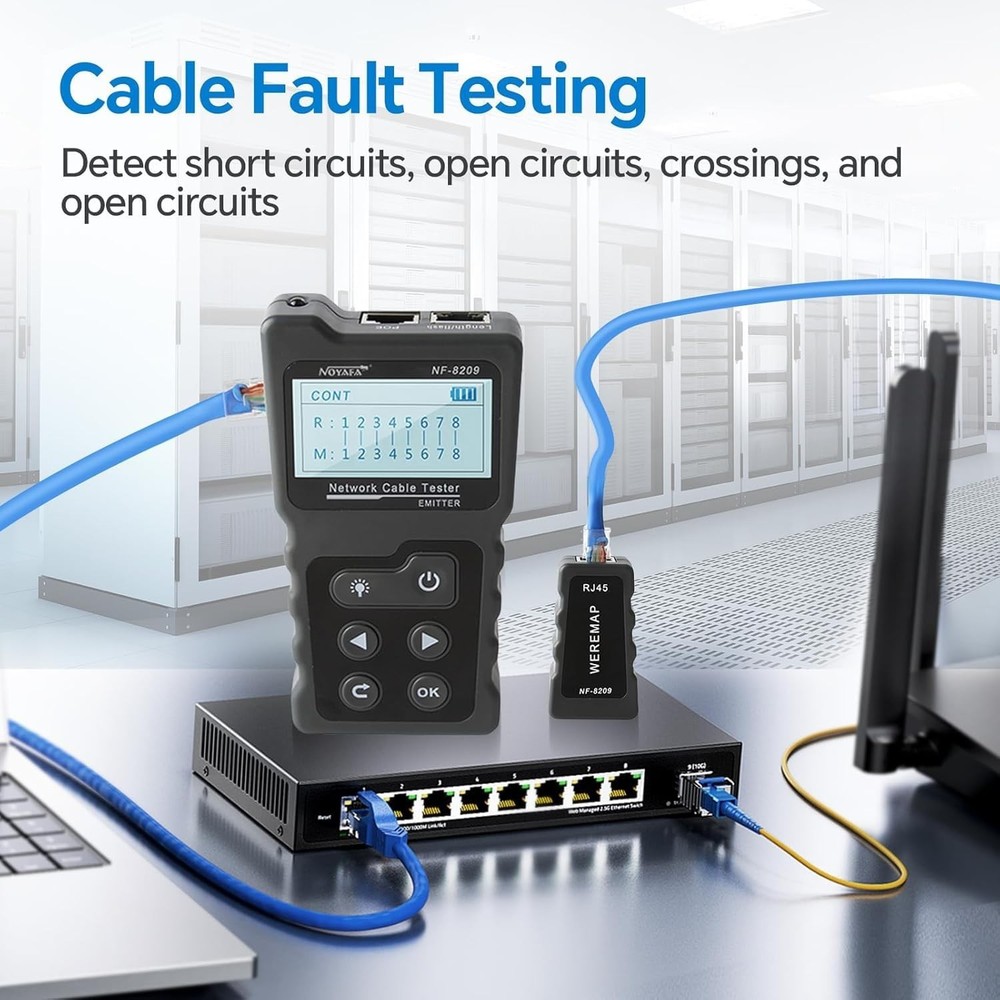 Multi-Function Network Cable Tester with POE & NCV – Essential Tool for Pros