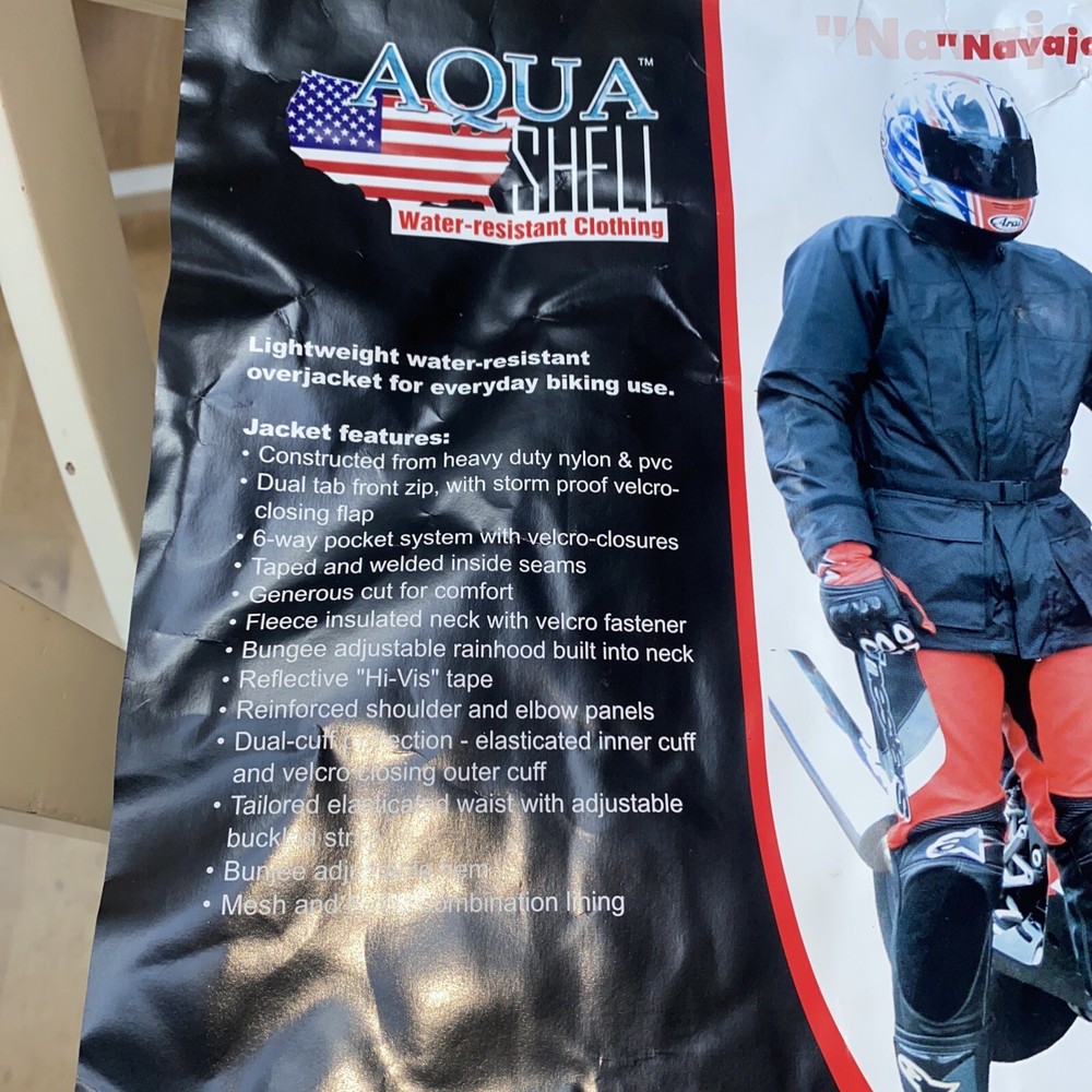 AQUA SHELL WATER RESISTANT LIGHTWEIGHT OVERJACKET BLACK SIZE X LARGE