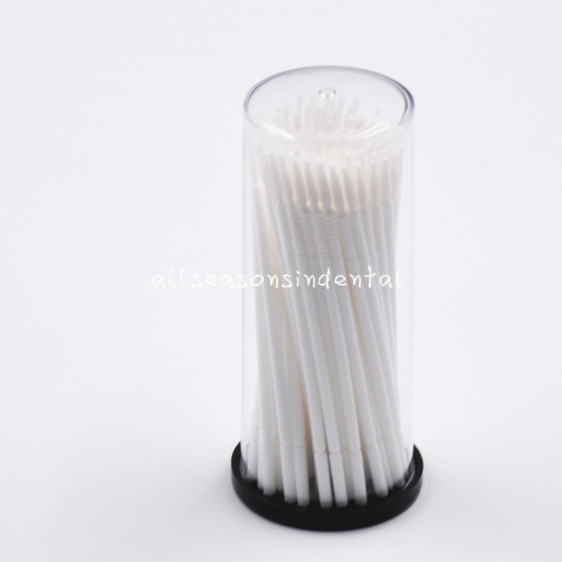 100 Pcs Dental Disposable Micro Brush Applicator Long Cylinder Bendable White
