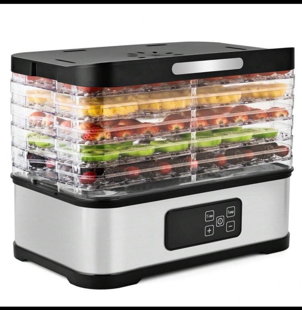 Adjustable Height 5-Tray Food Dehydrator 240W Digital Timer Temperature Control
