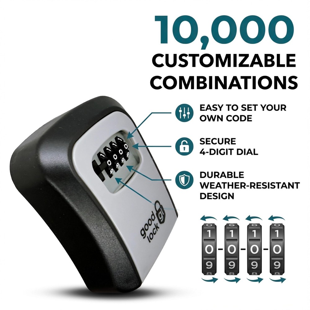 Good Lock Portable Key Storage - Lightweight & Durable Plastic Combination Lo...