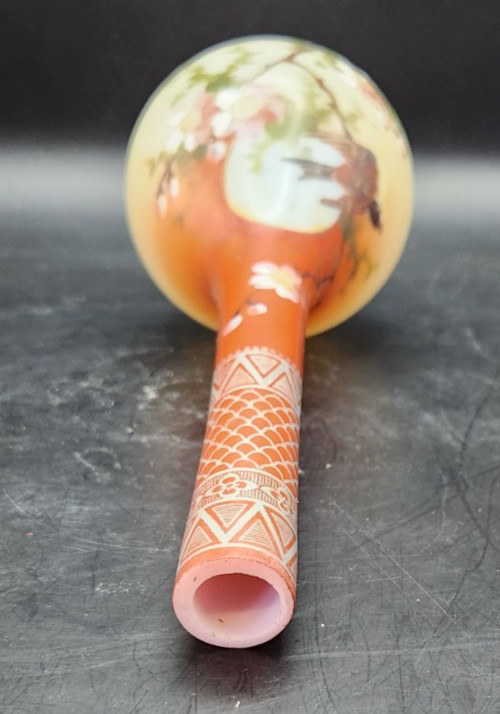 Meiji KutaniWare 10.5" Sake Bottle Red Floral