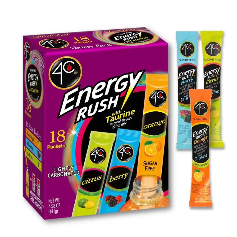 4C Energy Rush Stix 18 Count Multicolor Drink Concentrate Flavored Pack