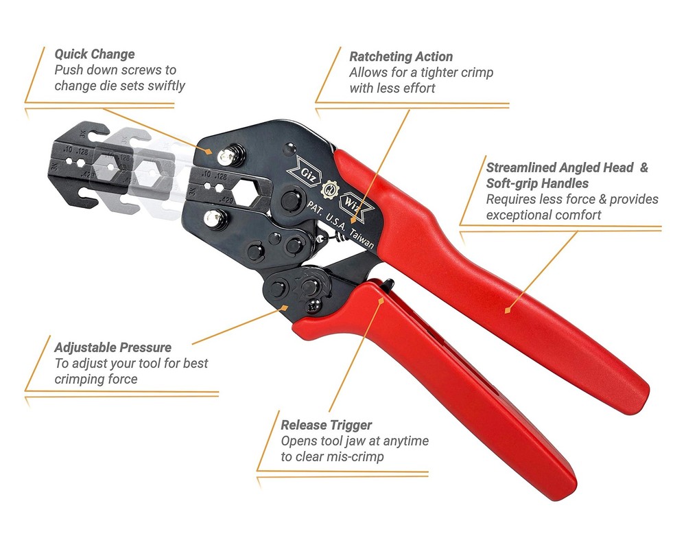 Ergonomic RF Coax Quick Change Portable Crimp Tool Kit 5 Interchangeable Die ...