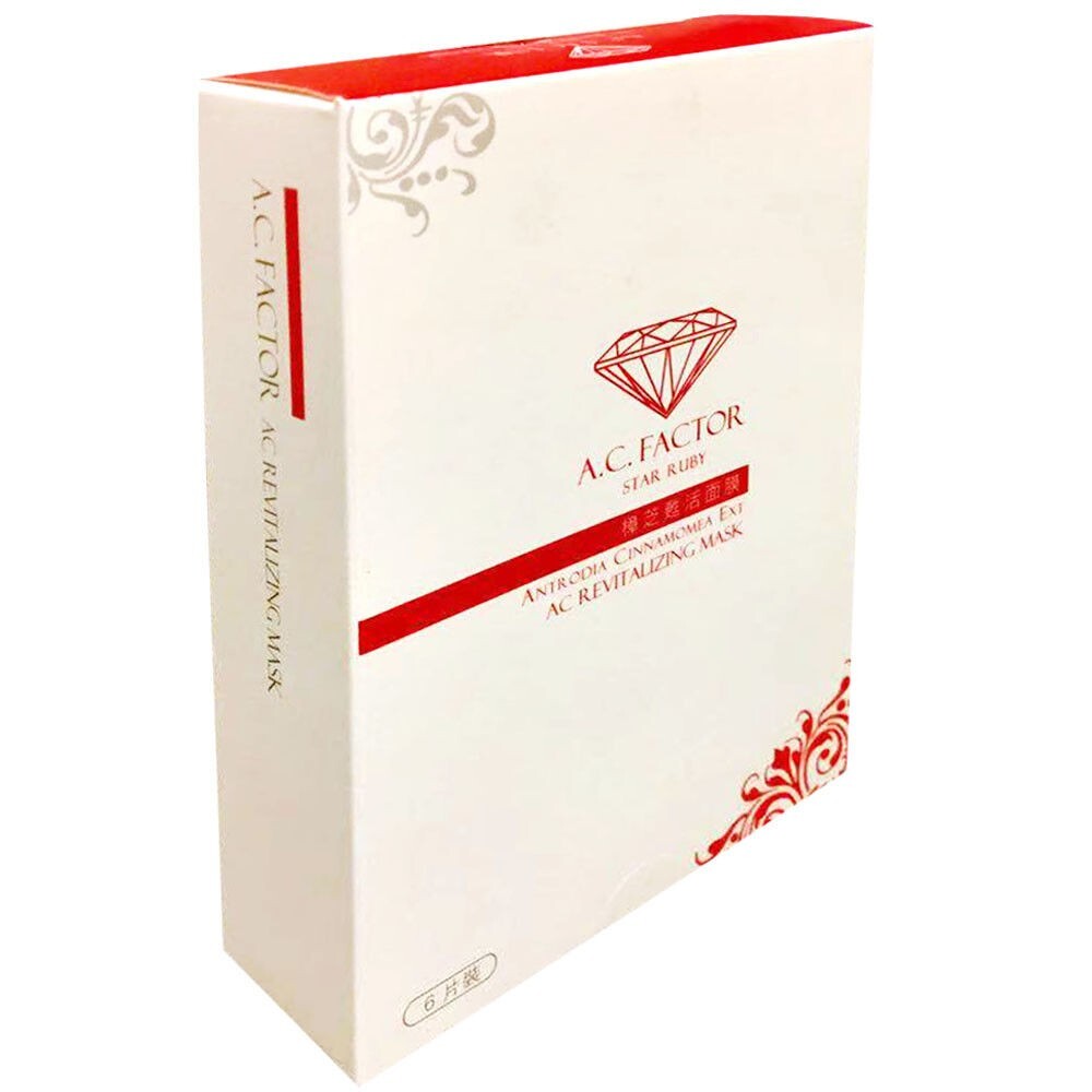AC FACTOR Star Antrodia cinnamomia Extract, Ruby Revitalizing face Mask 6 pc