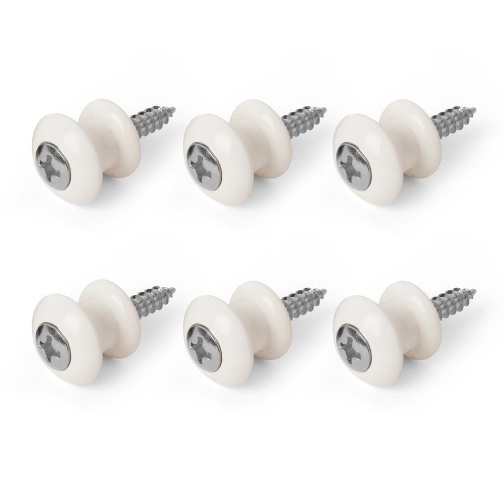 Waverly Guitar Strap Button, White Button, Chrome Screw - 6 Pack