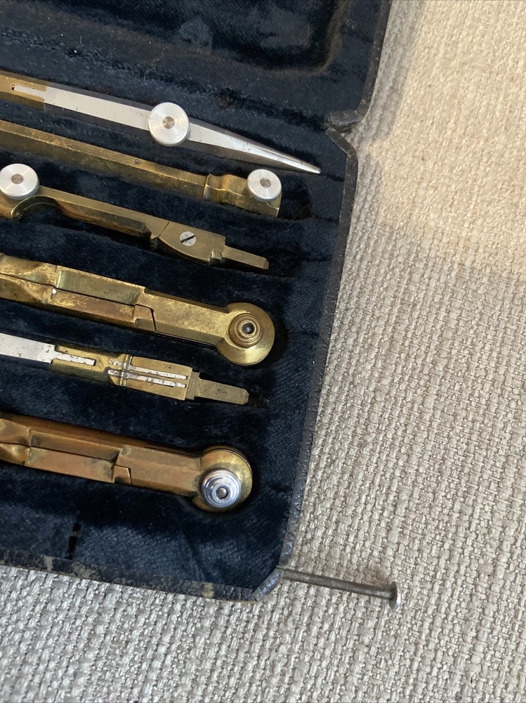 Antique MILANO Compass Cartographer Technical Engineer Architect Instrument Set