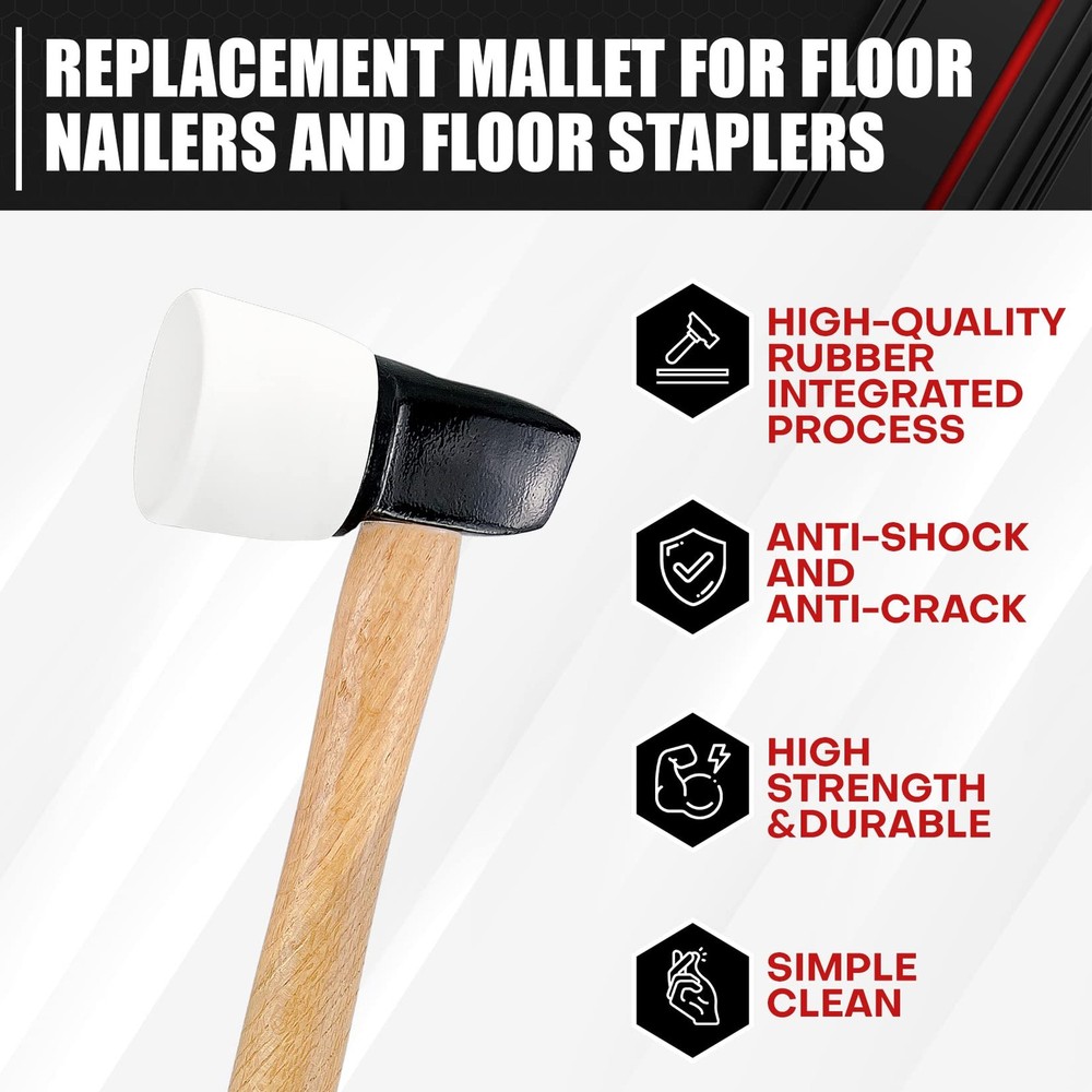 C&T White Rubber Flooring Mallet with Replaceable Head,Non-Marring