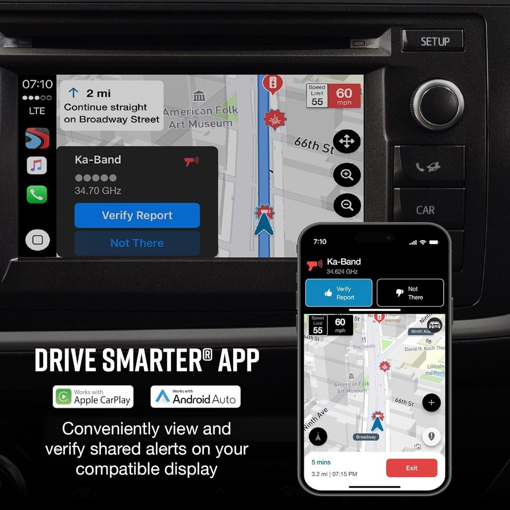 Long Range Laser Radar Detector Front Rear Detection Bluetooth CarPlay AndroidX