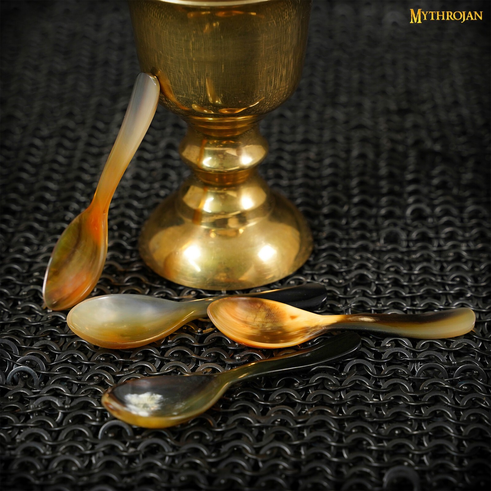 Medieval Genuine Horn Spoon Viking Events Cosplay 4.2 Inch Handcrafted Set of 4