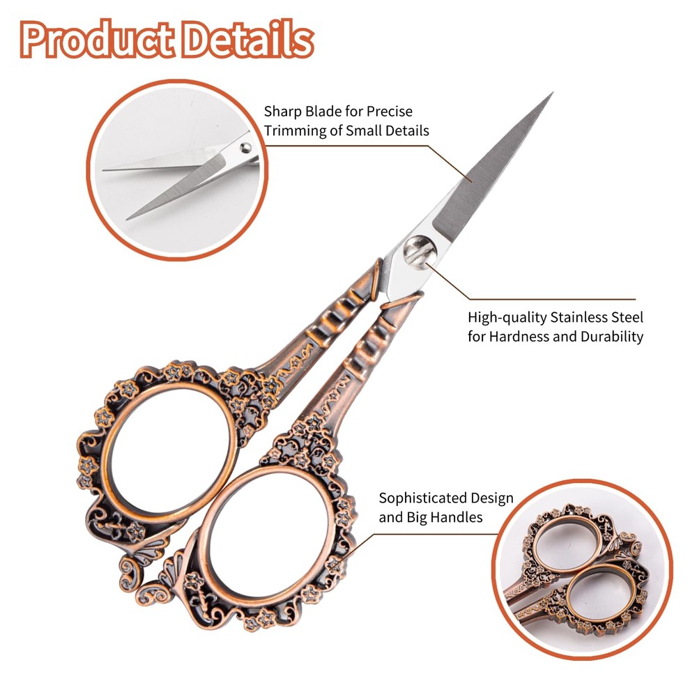 Copper All Purpose Scissors Sharp Sewing Embroidery With Sheath Office