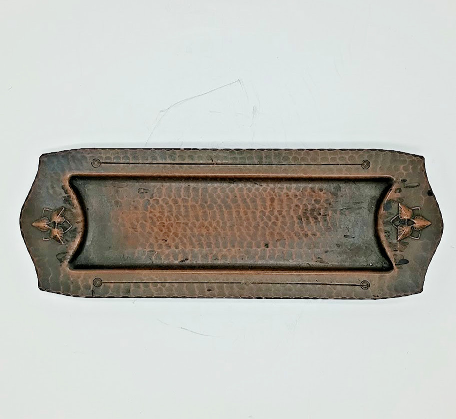 Copper hand hammered pen tray likely Roycraft