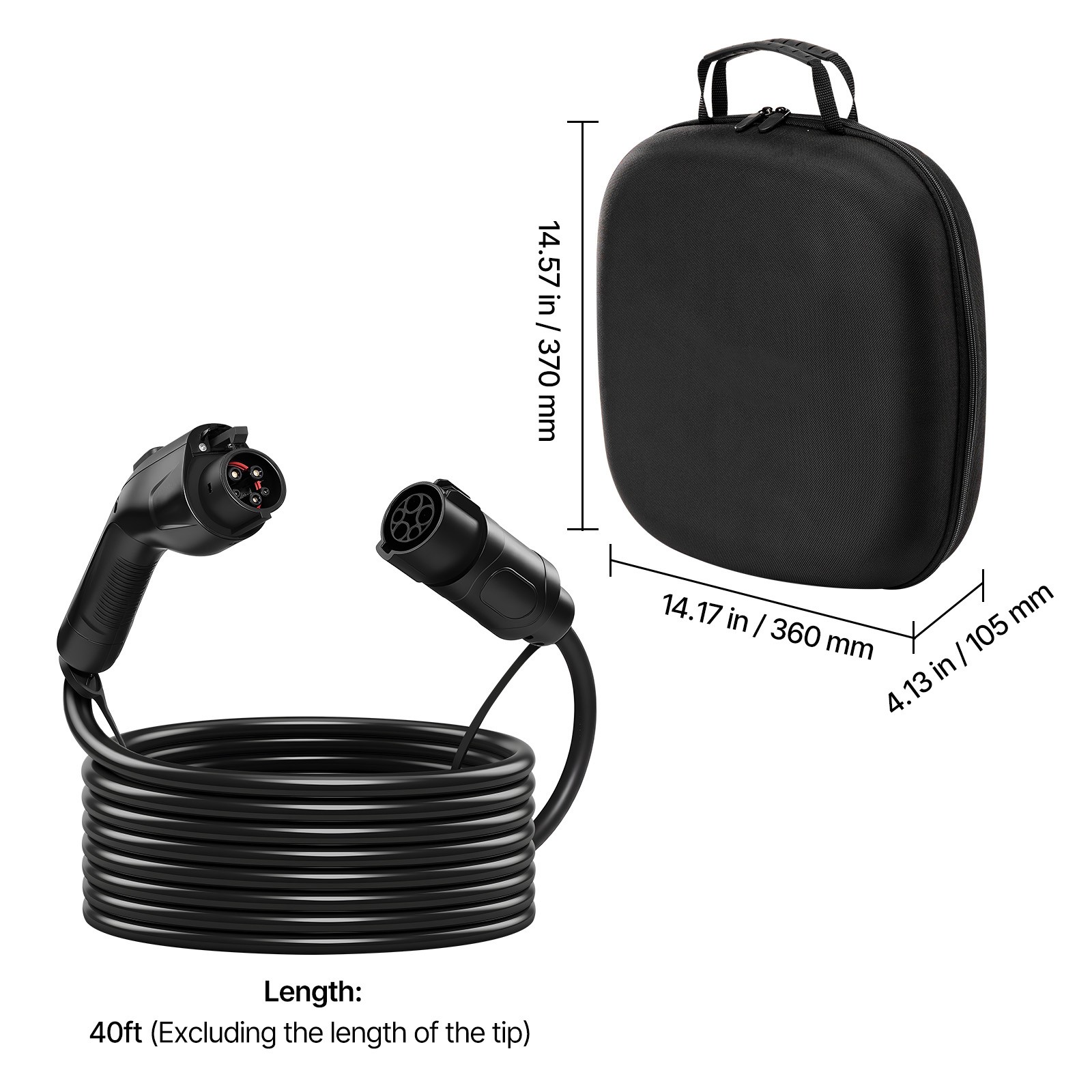 Uimoso EV Charger Extension Cable 40A 40 ft J1772 Level 1 and Level 2 Compatible