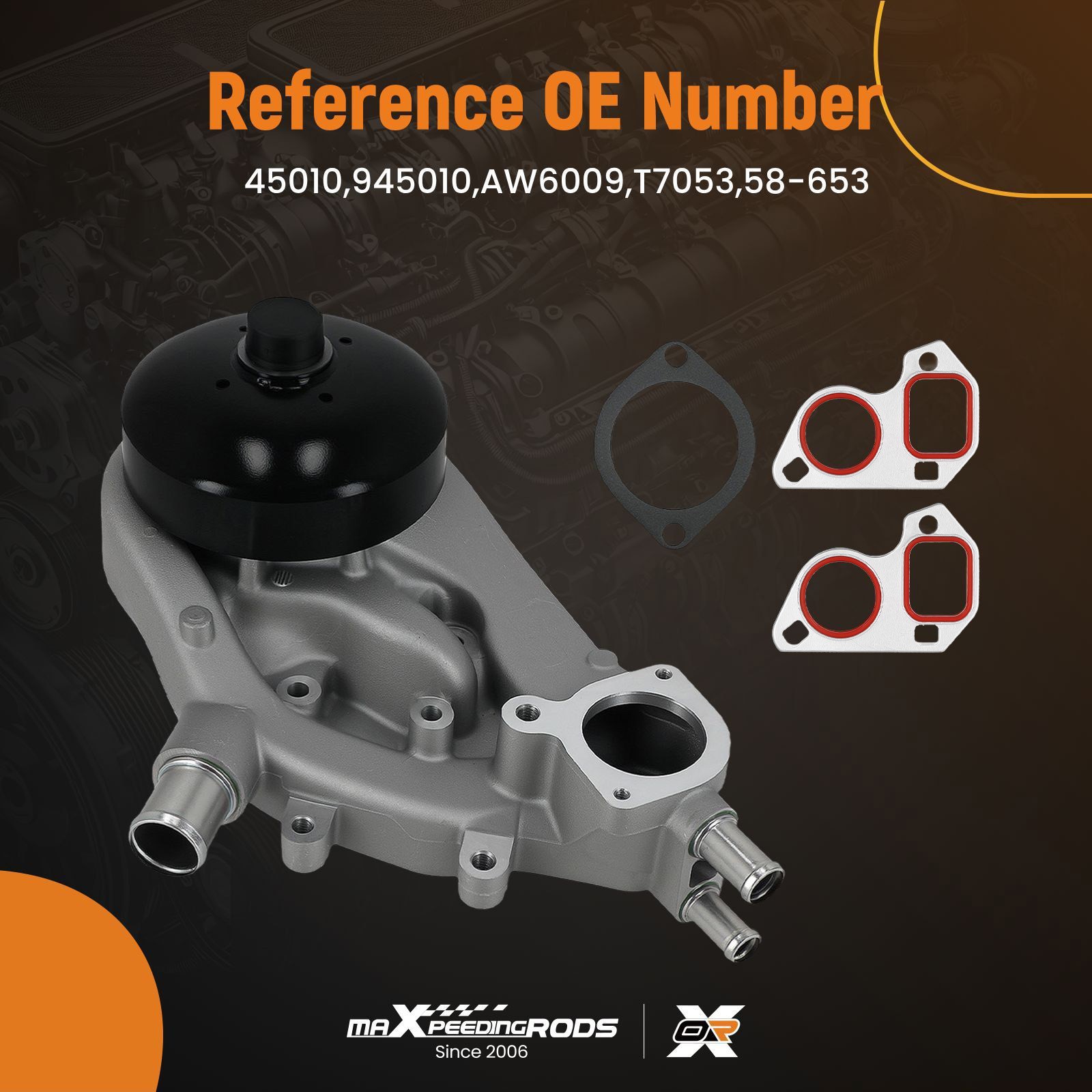 Coolant Water Pump for GMC Savana 2500 V8 6.0L 2007-15 131-2391 Aluminum QME