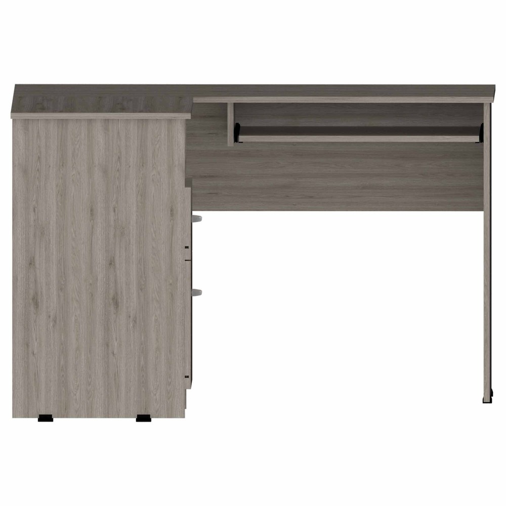47" Light Gray L Shape Computer Desk With Two Drawers