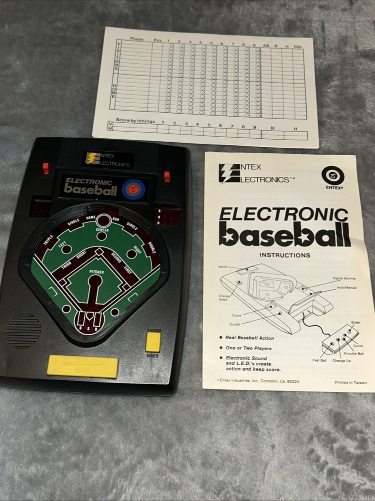 Entex Hand-Held Electronic Baseball Game, 1979, *Complete/Tested/Works*