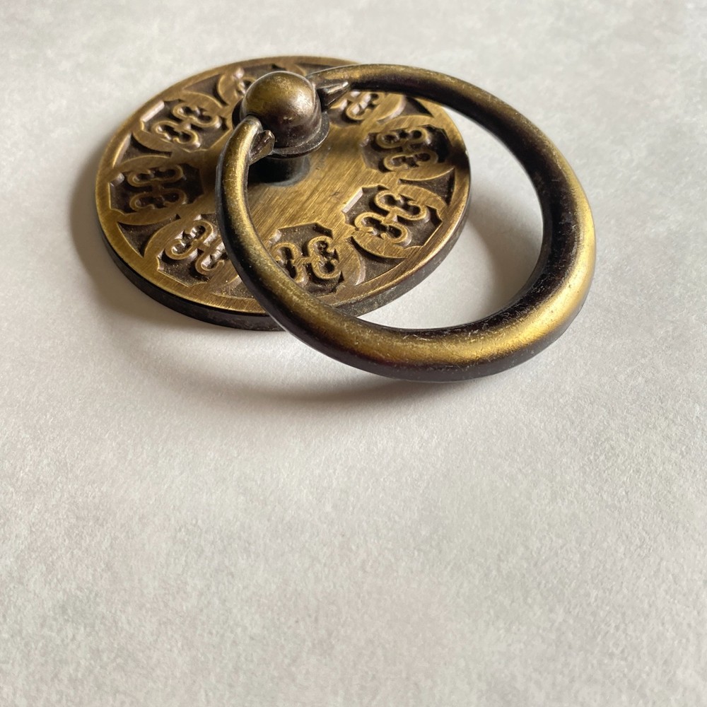 1960s 70s Large Vintage Drawer Pull Drop Ring