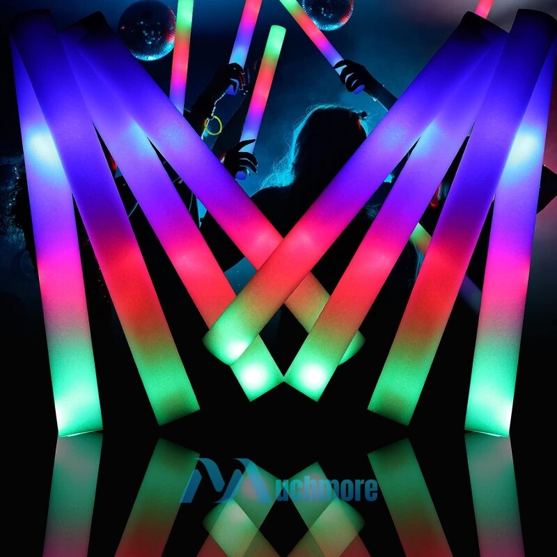 72PCS Light Up Foam Glow Sticks LED Wands Batons DJ Party Flashing Bulk 3 Modes