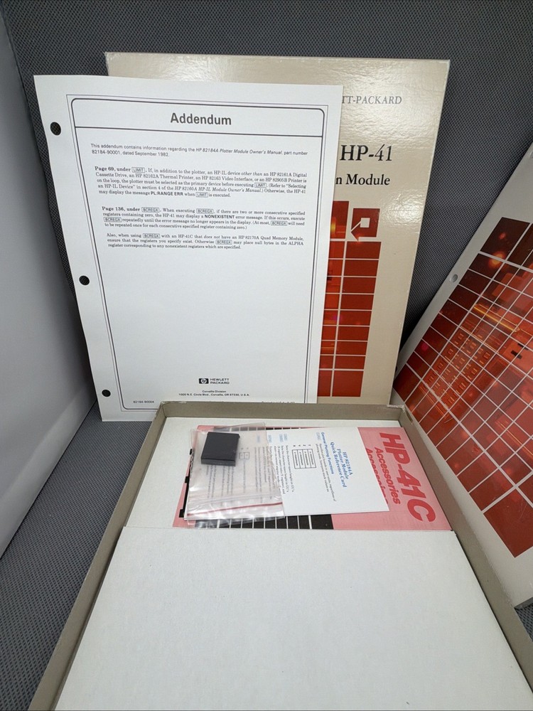 BOXED Hewlett Packard HP 82184A PLOTTER module HP 41C CV CX Calculator