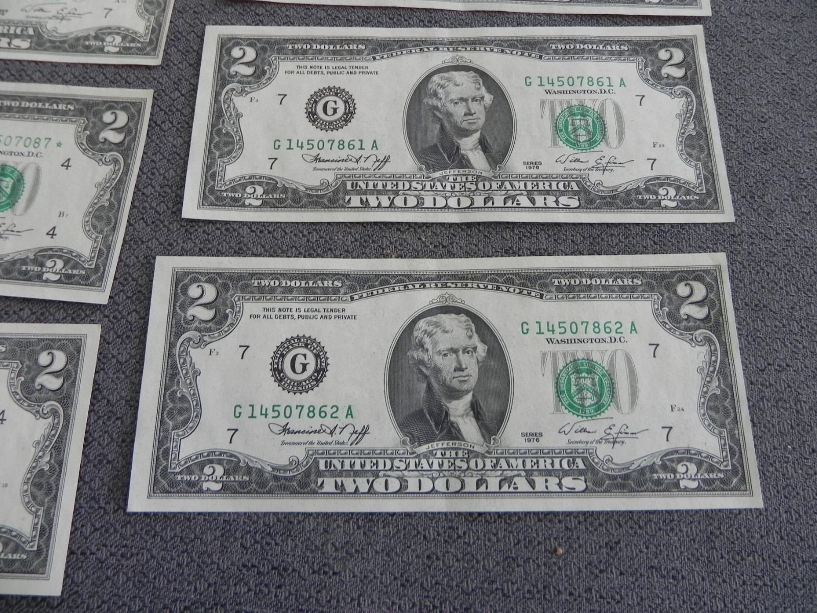 United States $2 Bill LOT Of 20 -1976 9-Uncirculated Sequential Numbers 11-VG !!