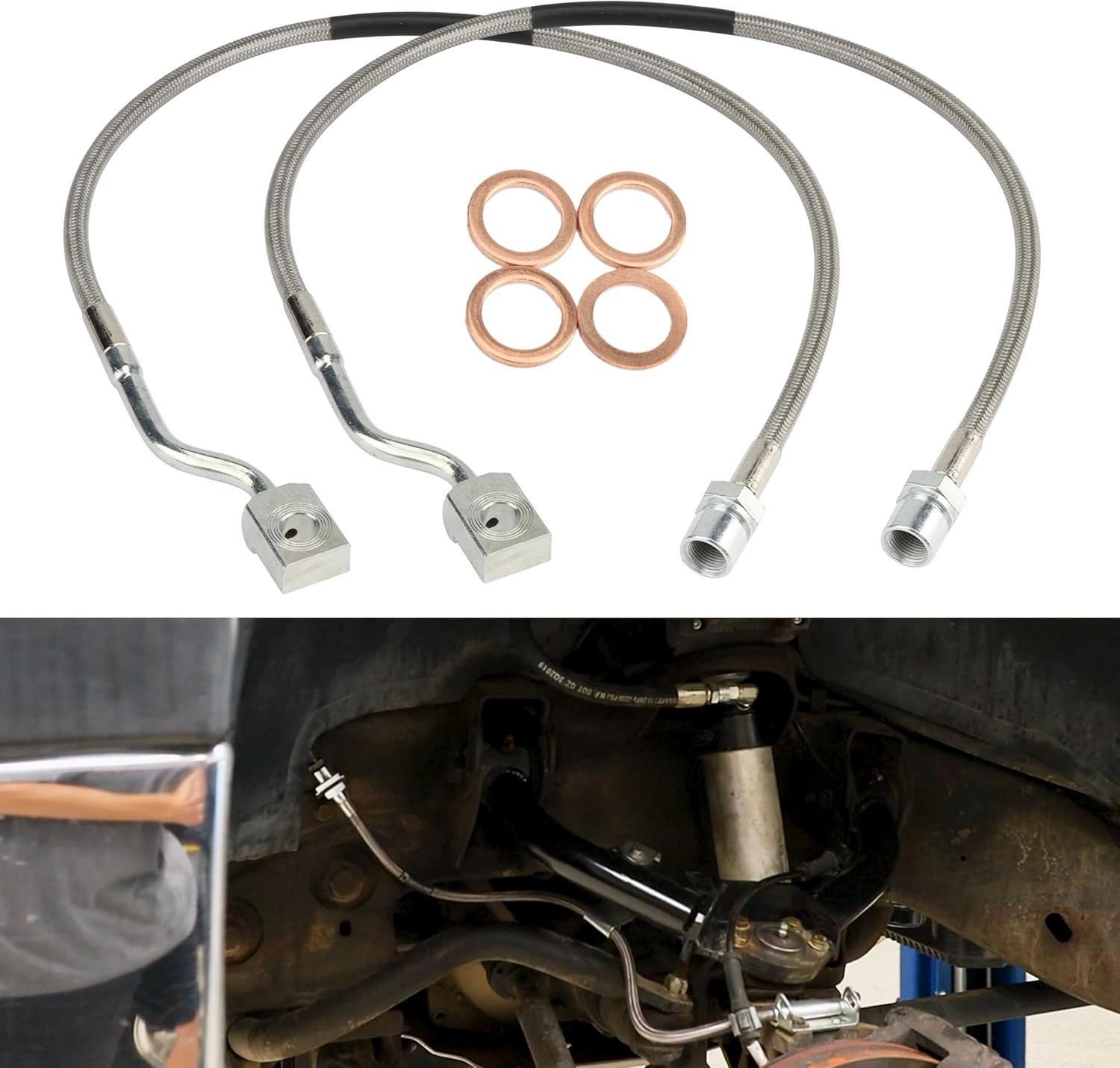 Extended Front Brake Lines 5-7.5in For 07-19 Suburban 1500 Tahoe GMC Yukon