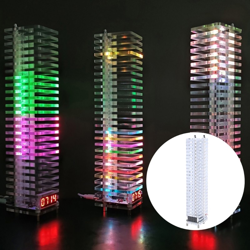 Auditory Spectrum Tower Set Voice Controlled 7 Color Display LED Leveling