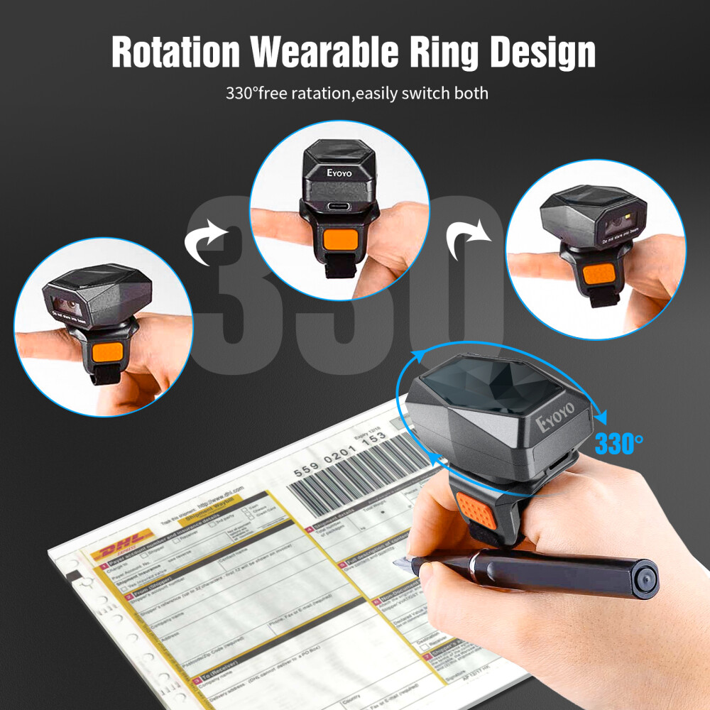 5PCS Mini Finger Barcode Scanner Wireless 2D Wearable Ring Scanner for PC Phone
